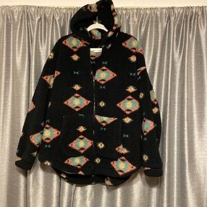 Aztec print teddy jacket